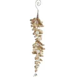 Champagne Glitter Leaf and Pearls Long Tree Decoration Christmas Tree Decorations|