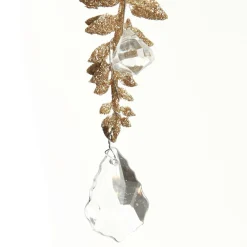 Champagne Glitter Leaf and Pearls Long Tree Decoration Christmas Tree Decorations|