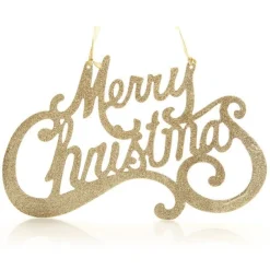 Champagne Glitter Merry Christmas Plaque Wall Hangings And Signs|