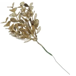 Champagne Glitter Silver Dollar Leaf Pick - Set of 2 Christmas Pick|