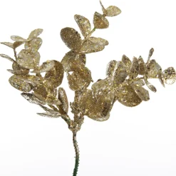 Champagne Glitter Silver Dollar Leaf Pick - Set of 2 Christmas Pick|