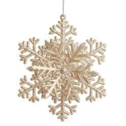 Champagne Glitter Snowflake Christmas Tree Decoration Snowflakes And Stars|