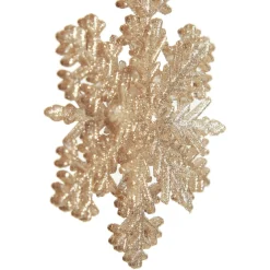 Champagne Glitter Snowflake Christmas Tree Decoration Snowflakes And Stars|