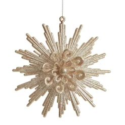 Champagne Glitter Starburst Christmas Tree Decoration Snowflakes And Stars|