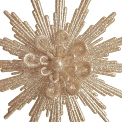 Champagne Glitter Starburst Christmas Tree Decoration Snowflakes And Stars|