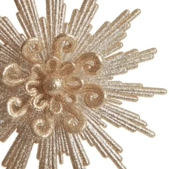 Champagne Glitter Starburst Christmas Tree Decoration Snowflakes And Stars|