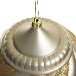 Champagne Glitter Swirl Christmas Onion Bauble Finials And Drops|