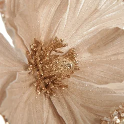 Champagne Magnolia Flower Stem with Glitter Sequin Tips Christmas Flowers|