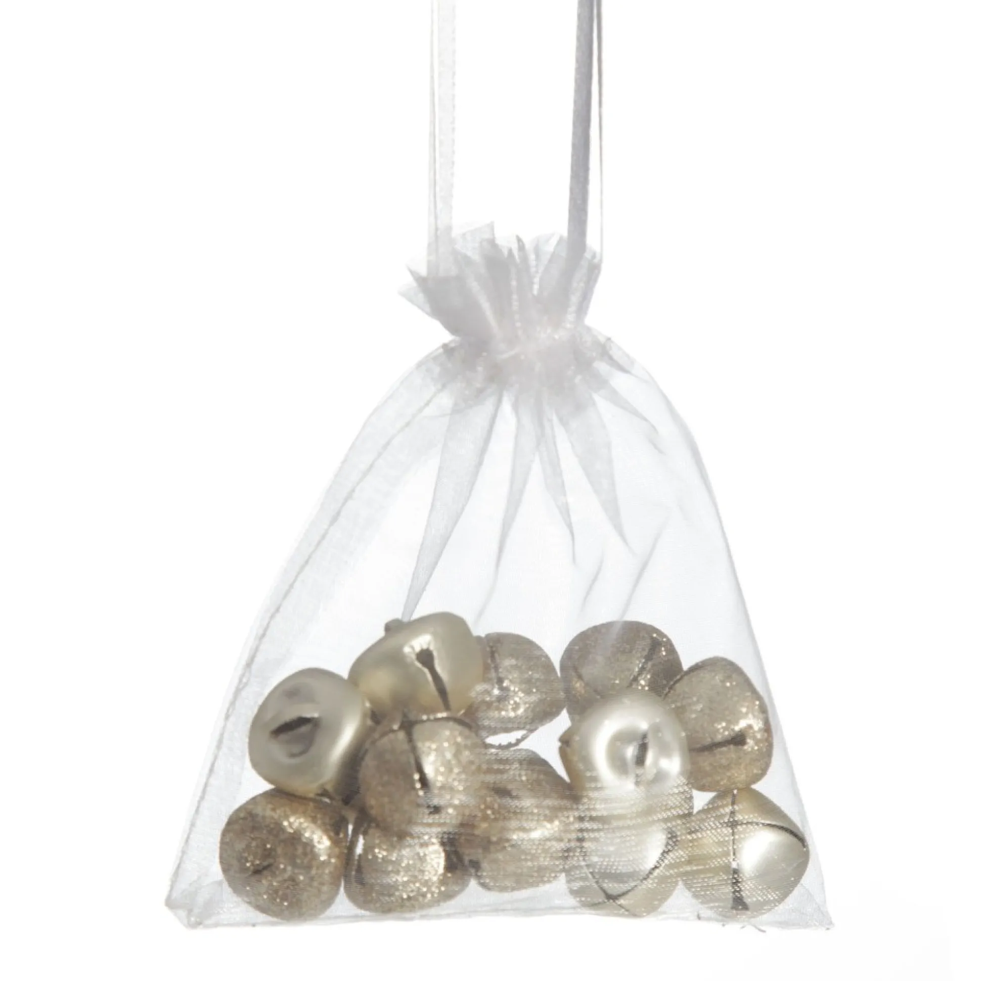 Champagne Mini Jingle Bell Decorations - Bag of 15 Christmas Craft Supplies|