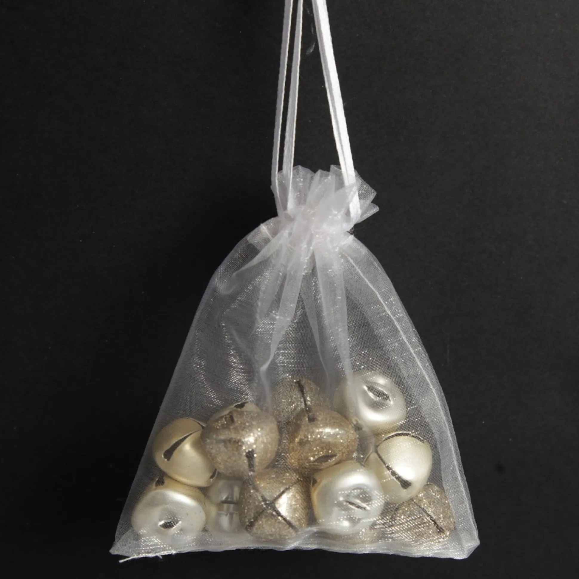 Champagne Mini Jingle Bell Decorations - Bag of 15 Christmas Craft Supplies|