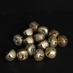 Champagne Mini Jingle Bell Decorations - Bag of 15 Christmas Craft Supplies|
