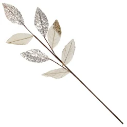 Champagne Mixed Leaf Burlap Sequin Spray Christmas Sprays|