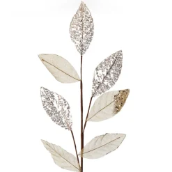 Champagne Mixed Leaf Burlap Sequin Spray Christmas Sprays|