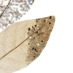 Champagne Mixed Leaf Burlap Sequin Spray Christmas Sprays|