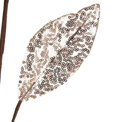 Champagne Mixed Leaf Burlap Sequin Spray Christmas Sprays|