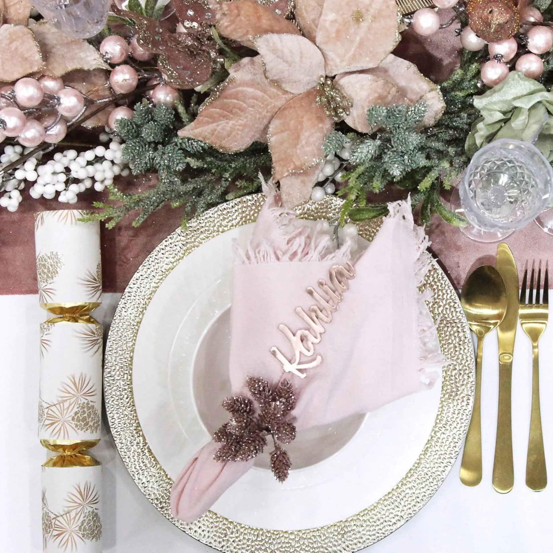 Champagne Pebble Round Christmas Charger Plate Christmas Table Decor|