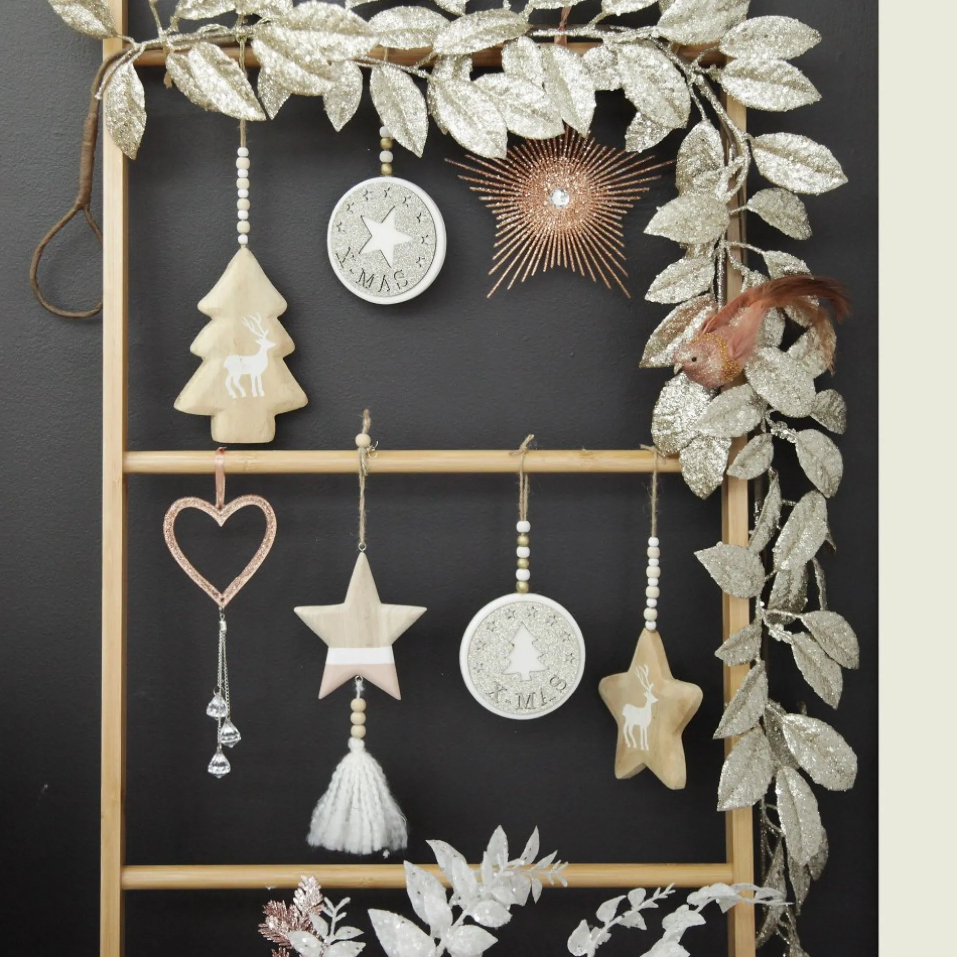 Champagne Sequin Mixed Leaf Christmas Garland Christmas Garlands|