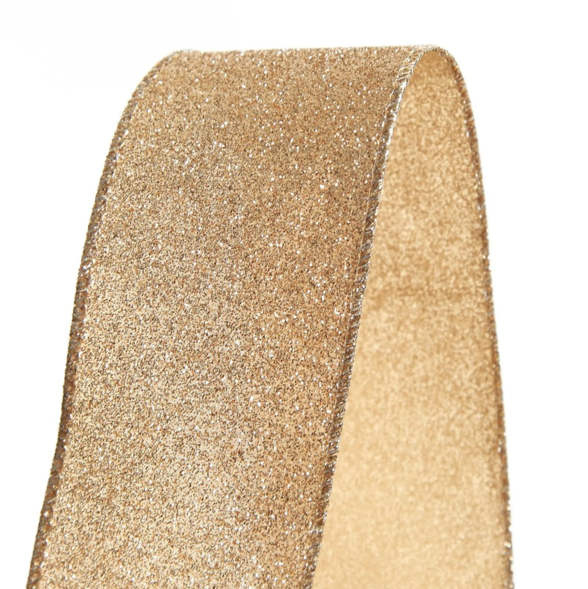 Champagne Sparkle Glitter Ribbon Wired Edge - 6.3cm Ribbons|