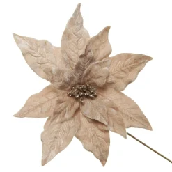 Champagne Velvet Poinsettia Flower Stem Christmas Flowers|
