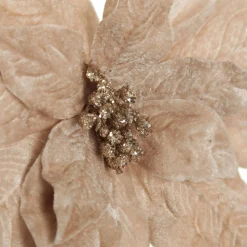 Champagne Velvet Poinsettia Flower Stem Christmas Flowers|