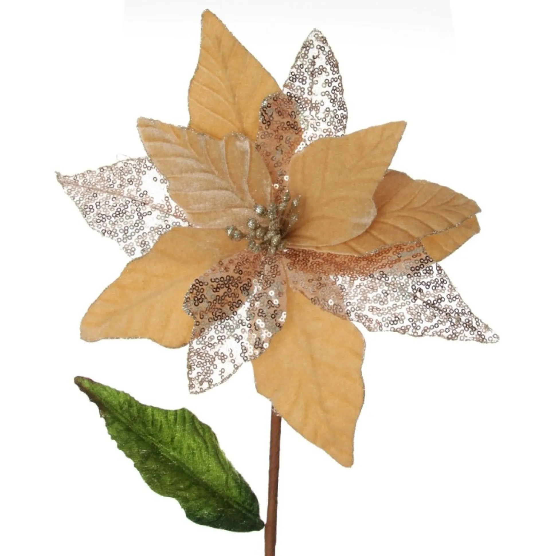 Champagne Velvet Sequin Flower Christmas Flowers|