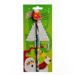Christmas Pencil with Eraser - on Backing Card Kris Kringle Gifts|