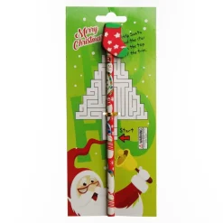 Christmas Pencil with Eraser - on Backing Card Kris Kringle Gifts|