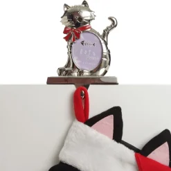 Chrome Cat Christmas Stocking Hanger with Photo Holder Pet Stockings|