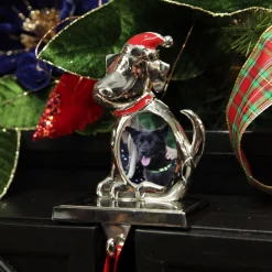Chrome Dog Christmas Stocking Hanger with Photo Holder Pet Stockings|