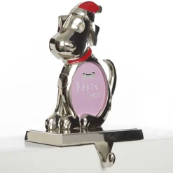 Chrome Dog Christmas Stocking Hanger with Photo Holder Pet Stockings|