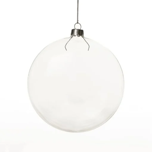 Clear Glass Craft Round Disc Bauble Decoration - Set of 4 Craft Baubles|