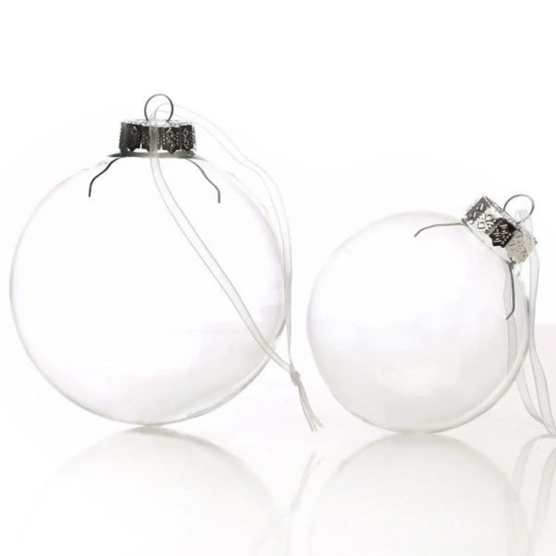 8cm Clear Glass Craft Bauble - Set of 4 Glass Baubles|