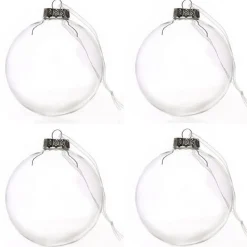 10cm Clear Glass Craft Bauble - Set of 4 Glass Baubles|
