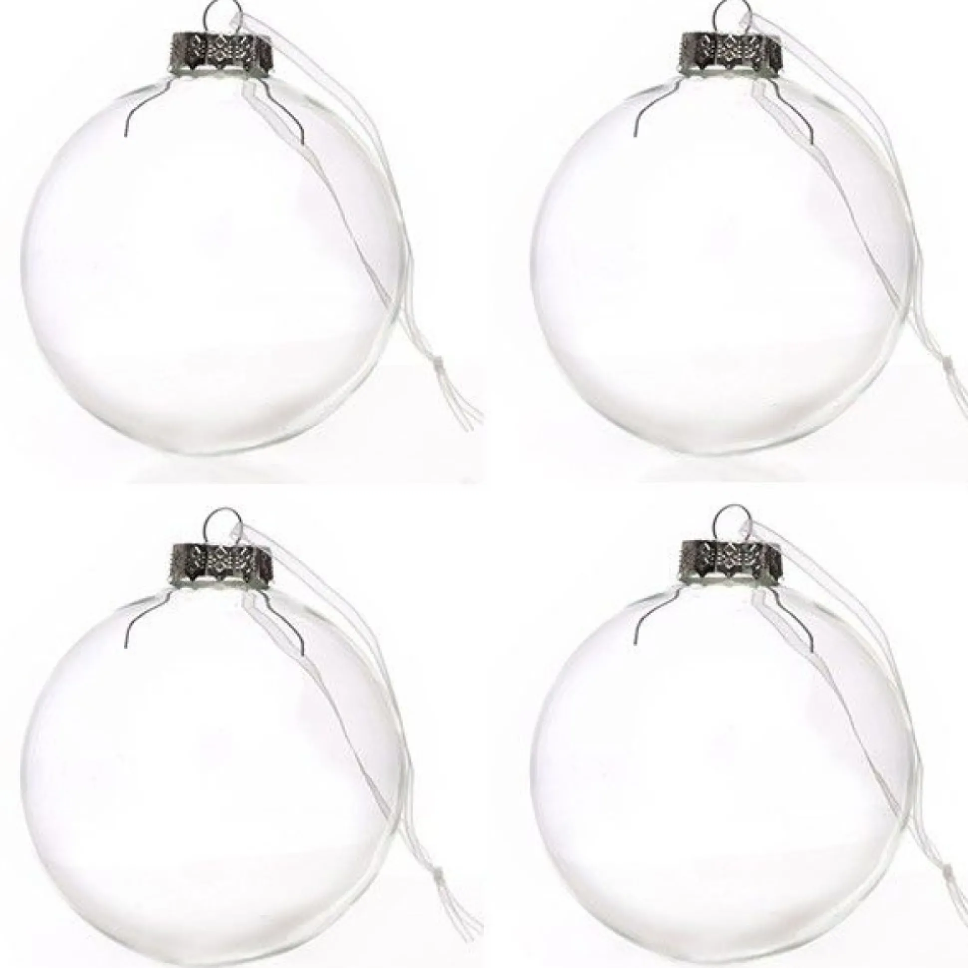 10cm Clear Glass Craft Bauble - Set of 4 Glass Baubles|