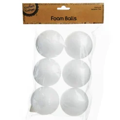 7cm Polystyrene Foam DIY Craft Ball - Pack of 6 Christmas Craft Supplies|