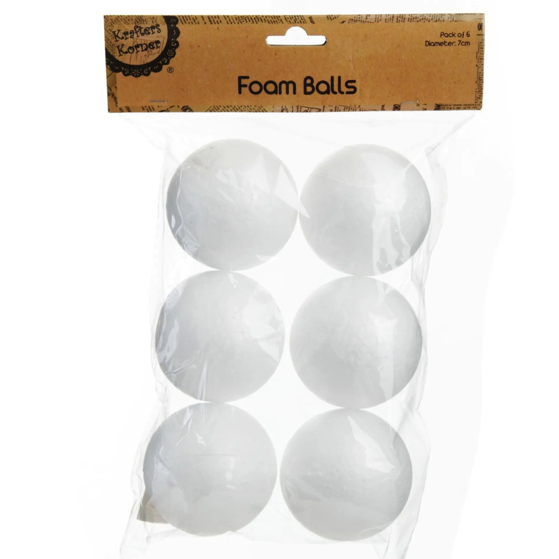 7cm Polystyrene Foam DIY Craft Ball - Pack of 6 Christmas Craft Supplies|