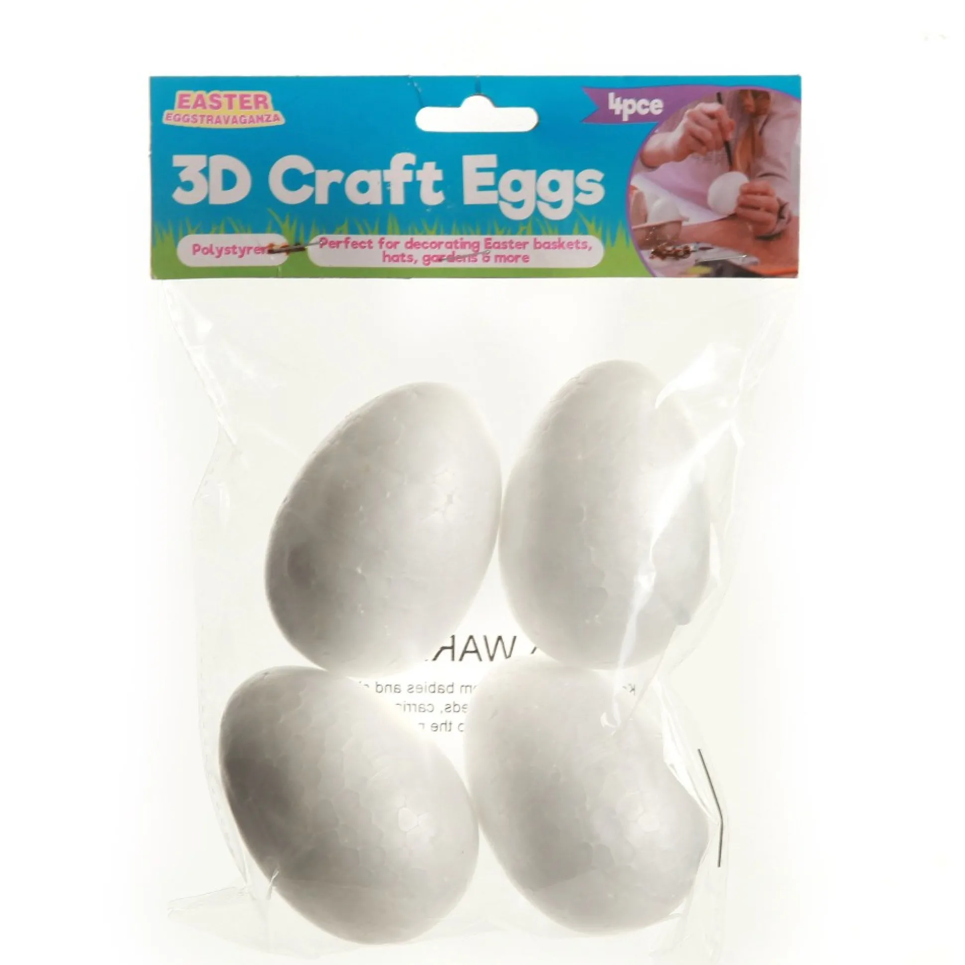 8cm Polystyrene Foam DIY Craft Egg - Pack of 4 Christmas Craft Supplies|