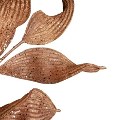 Copper Blush Curved Leaf Glitter Spray Christmas Sprays|