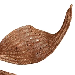 Copper Blush Curved Leaf Glitter Spray Christmas Sprays|