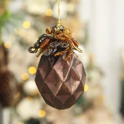 Copper Glass Geometric Jewel Bauble Decorative Christmas Baubles|