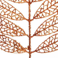Copper Glitter Mesh Leaf Pick - Set of 2 Christmas Pick|
