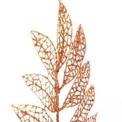 Copper Glitter Mesh Leaf Pick - Set of 2 Christmas Pick|