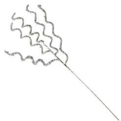 Curly Silver Beaded Glitter Pick Christmas Tree Picks|