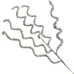 Curly Silver Beaded Glitter Pick Christmas Tree Picks|