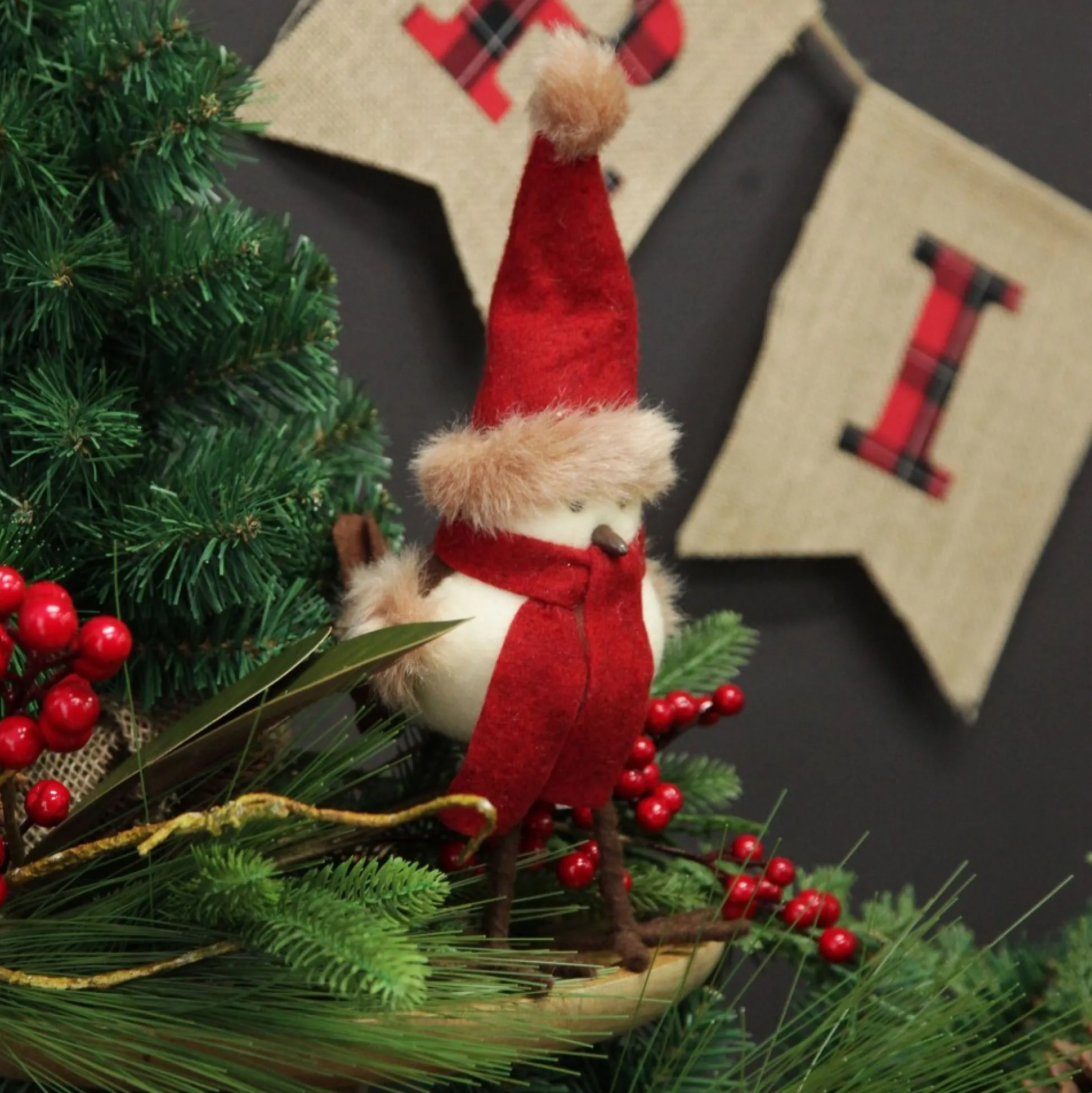 Cute Christmas Bird with Red Hat and Scarf Christmas Birds And Animals|