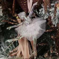 Dancing Ballerina Tree Decoration with Pink Tulle TuTu Christmas Tree Decorations|