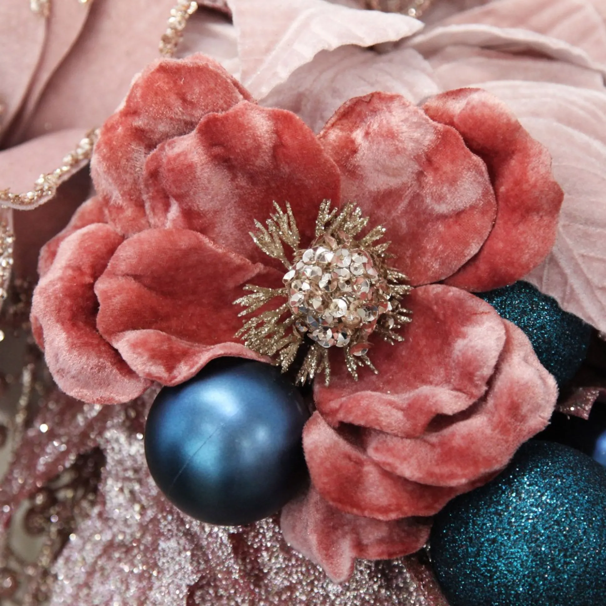 Dark Pink Velvet Magnolia Flower Clip Christmas Flowers|