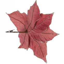 Dark Pink Velvet Poinsettia Flower Clip with Glitter Trim Christmas Flowers|