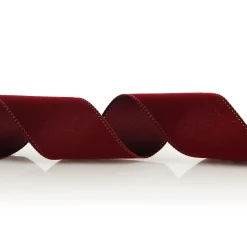 Dark Red Velvet Ribbon with Wired Edge - 6cm Ribbons|