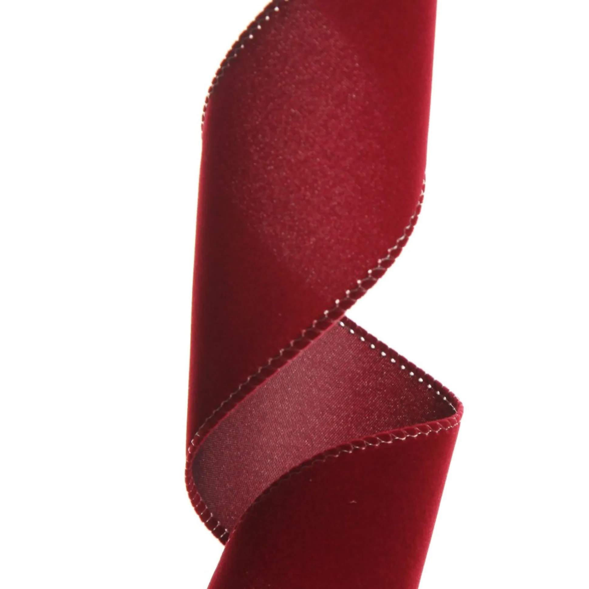 Dark Red Velvet Ribbon with Wired Edge - 6cm Ribbons|